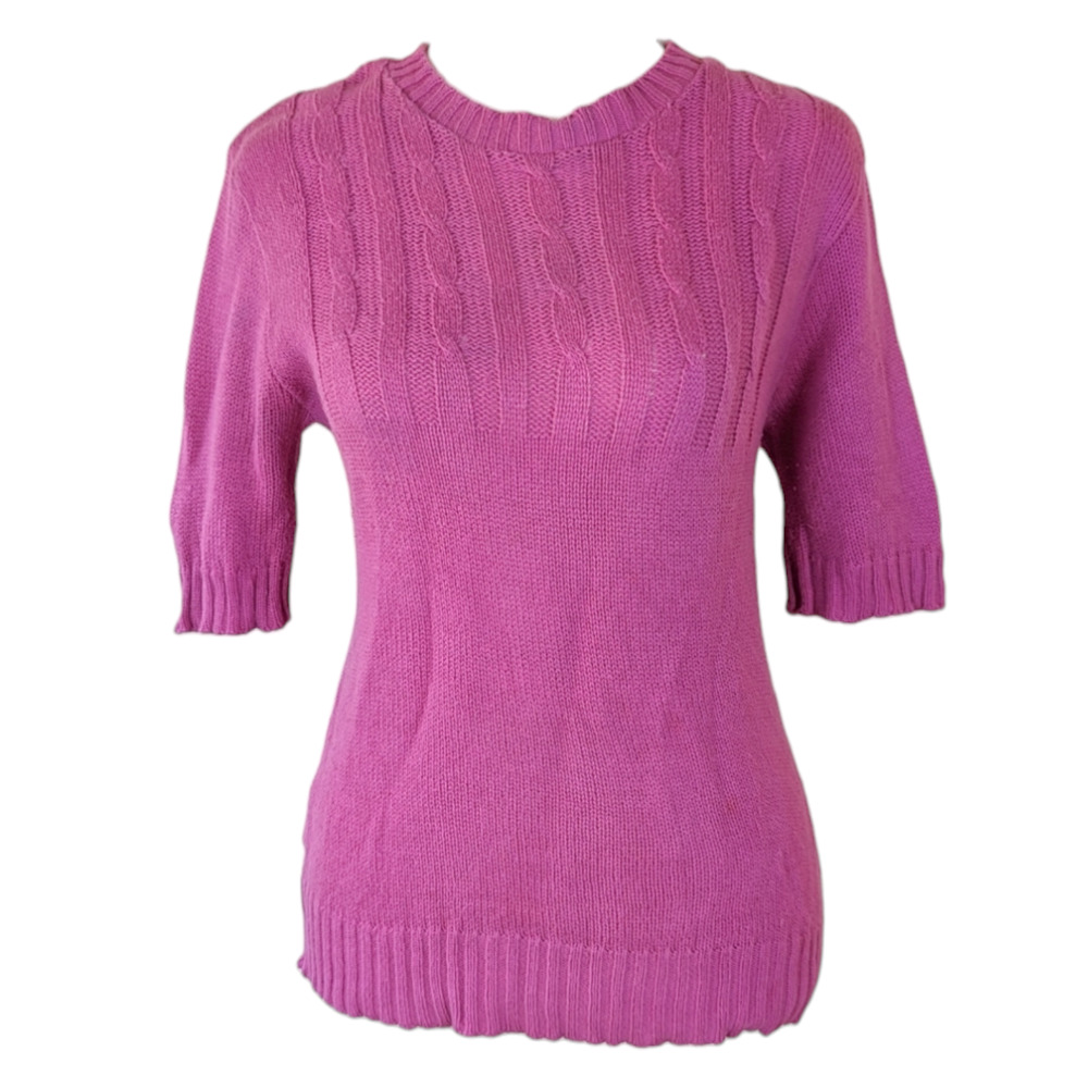 Vintage 90s White Stag Coquette Barbie Knit Sweater Short Sleeve Top M